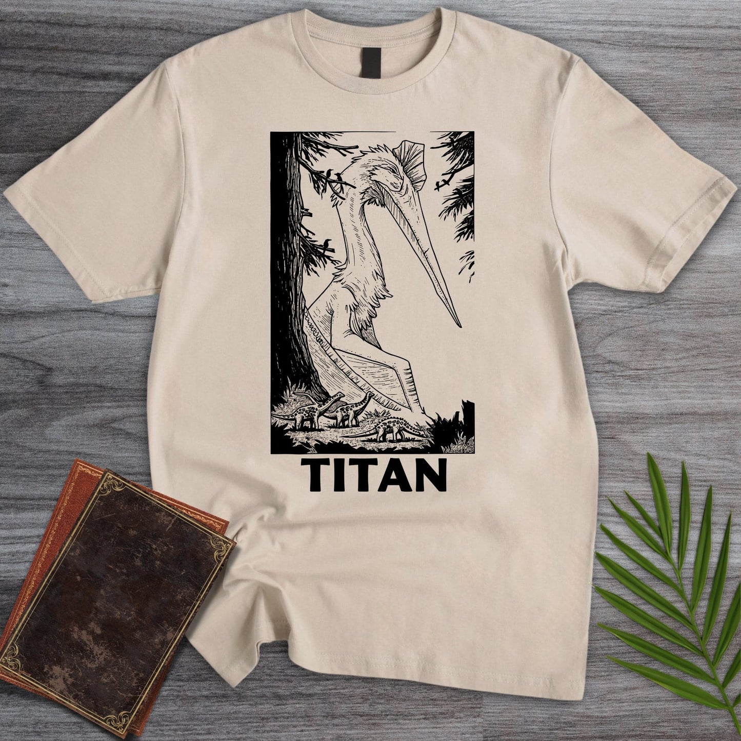 T-Shirt Sand / S Linocut Quetzalcoatlus Design T-Shirt