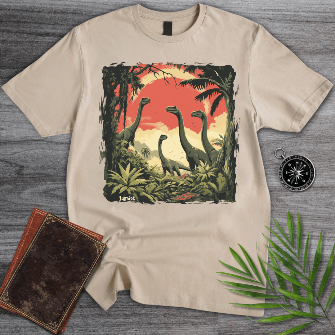 T-Shirt Sand / S Longneck Dinosaur Jurassic Family T-Shirt