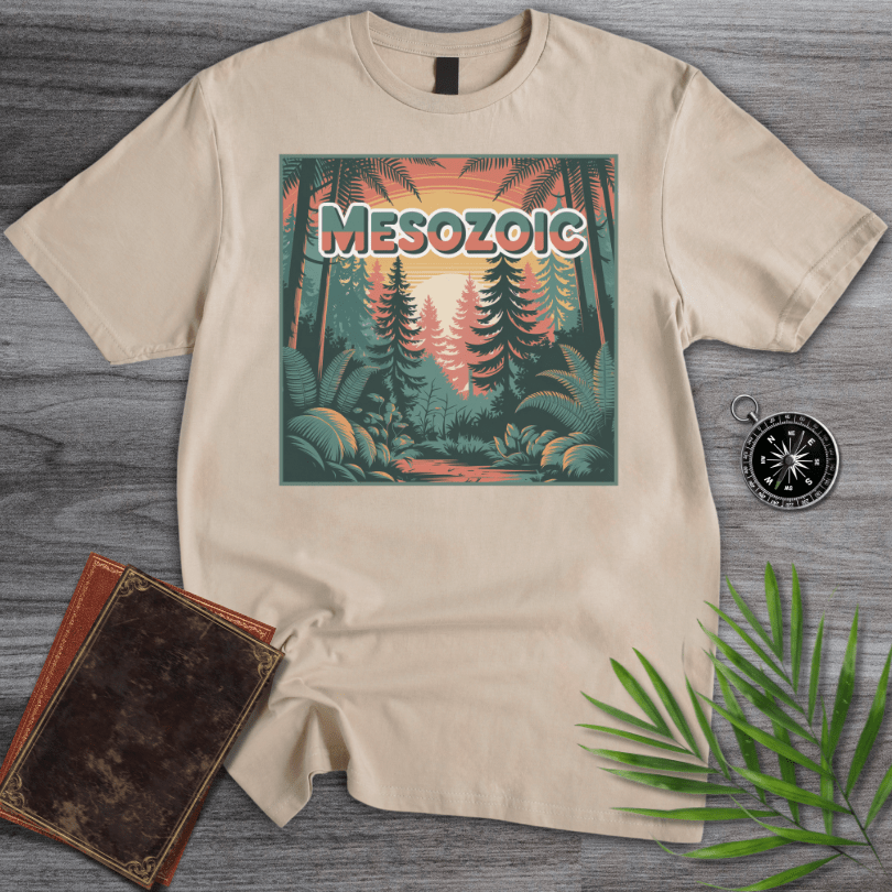 T-Shirt Sand / S MESOZOIC: Ancient Forest Sunset Scene