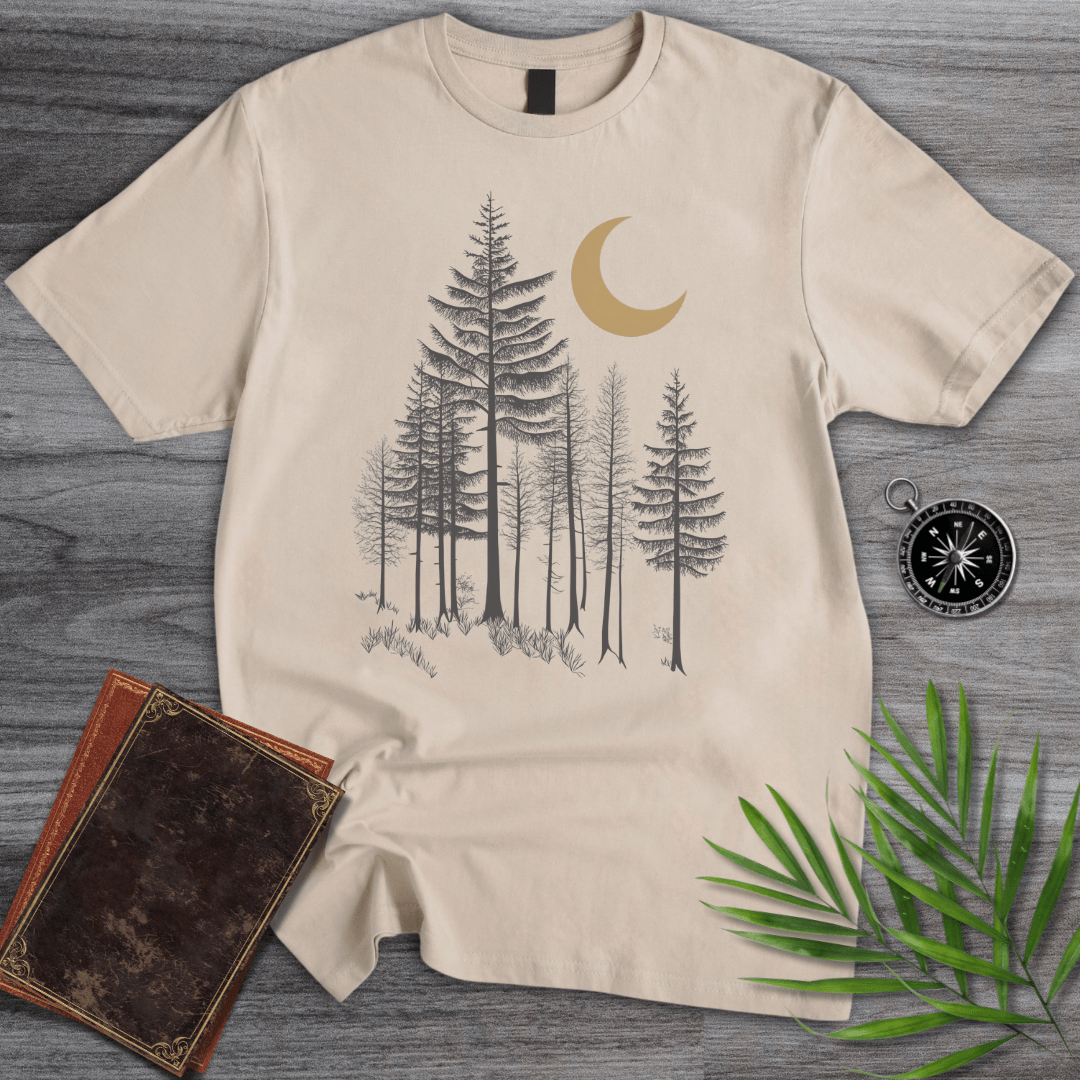 T-Shirt Sand / S Midnight Pine Moon Forest T-Shirt