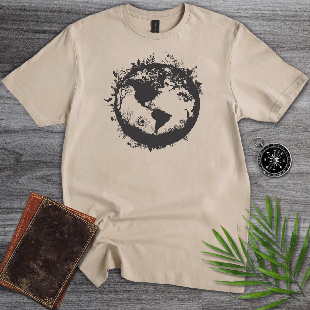 T-Shirt Sand / S Minimalist Black and White Earth Graphic T-Shirt