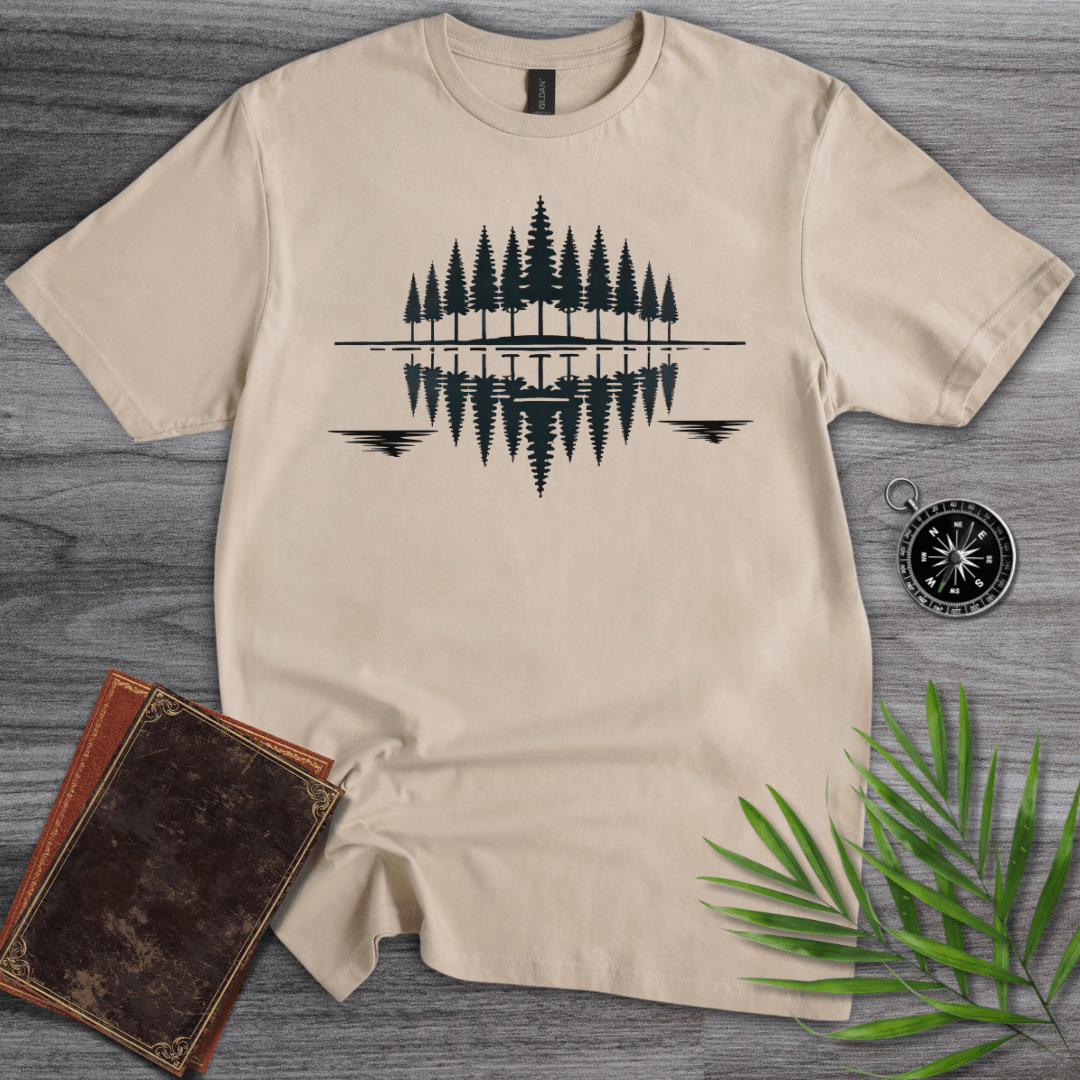 T-Shirt Sand / S Minimalist Pine Tree Reflection T-Shirt