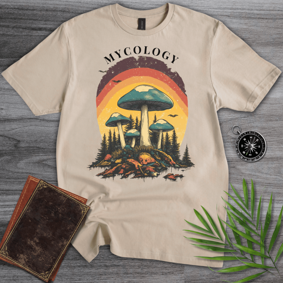 T-Shirt Sand / S MYCOLOGY: Blue Mushroom Forest T-Shirt