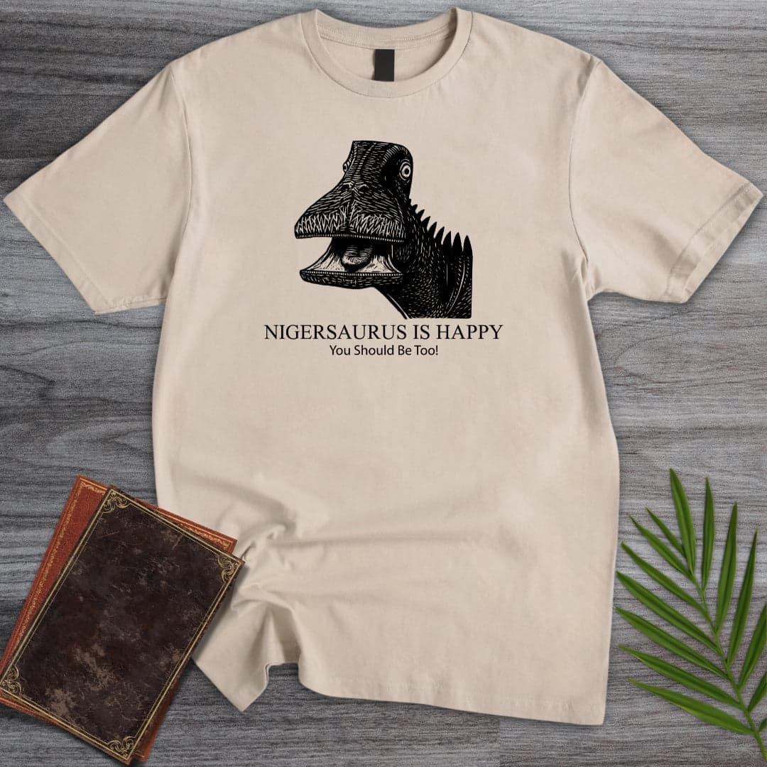 T-Shirt Sand / S Nigersaurus is Happy T-Shirt