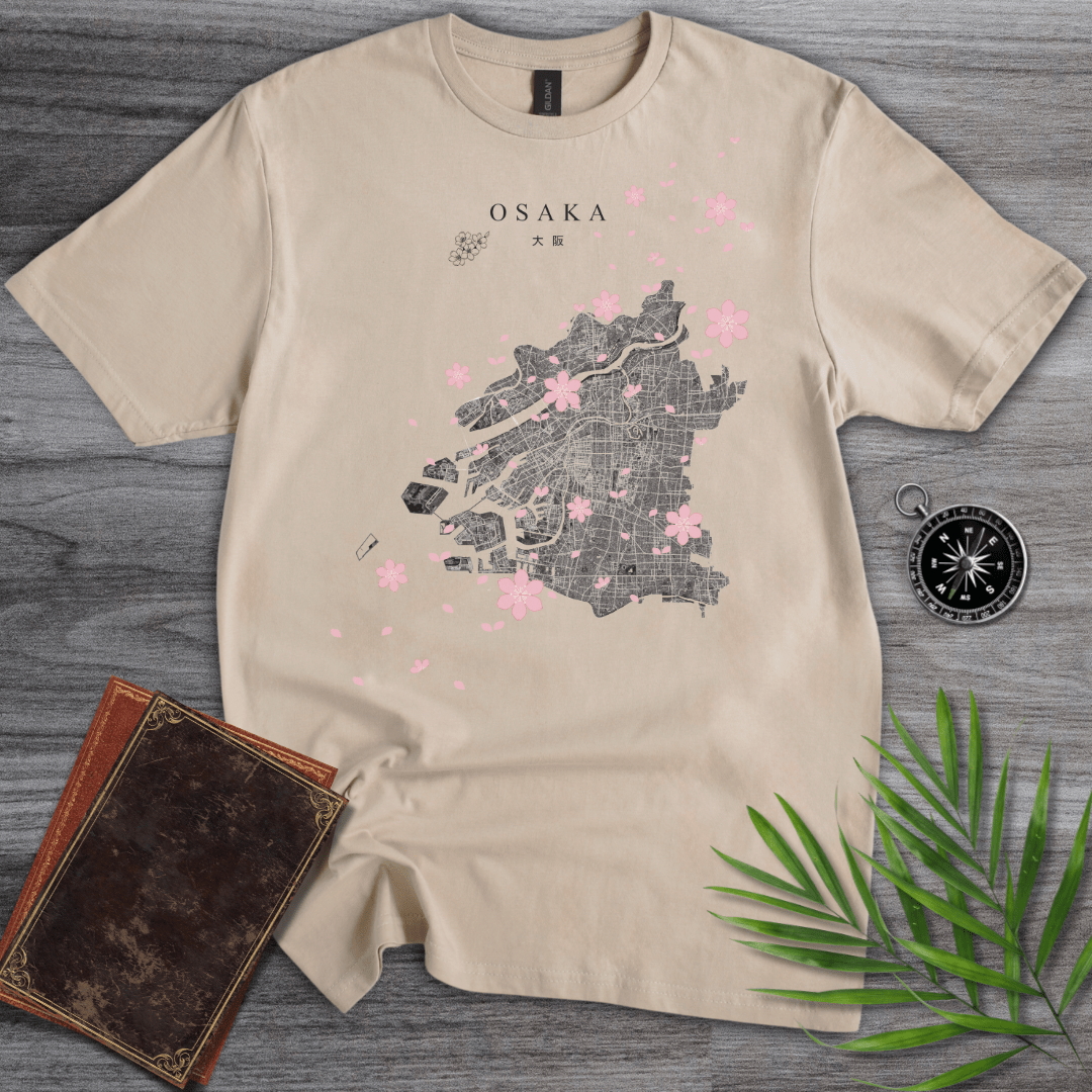 T-Shirt Sand / S Osaka, Japan Flower & Map T-Shirt