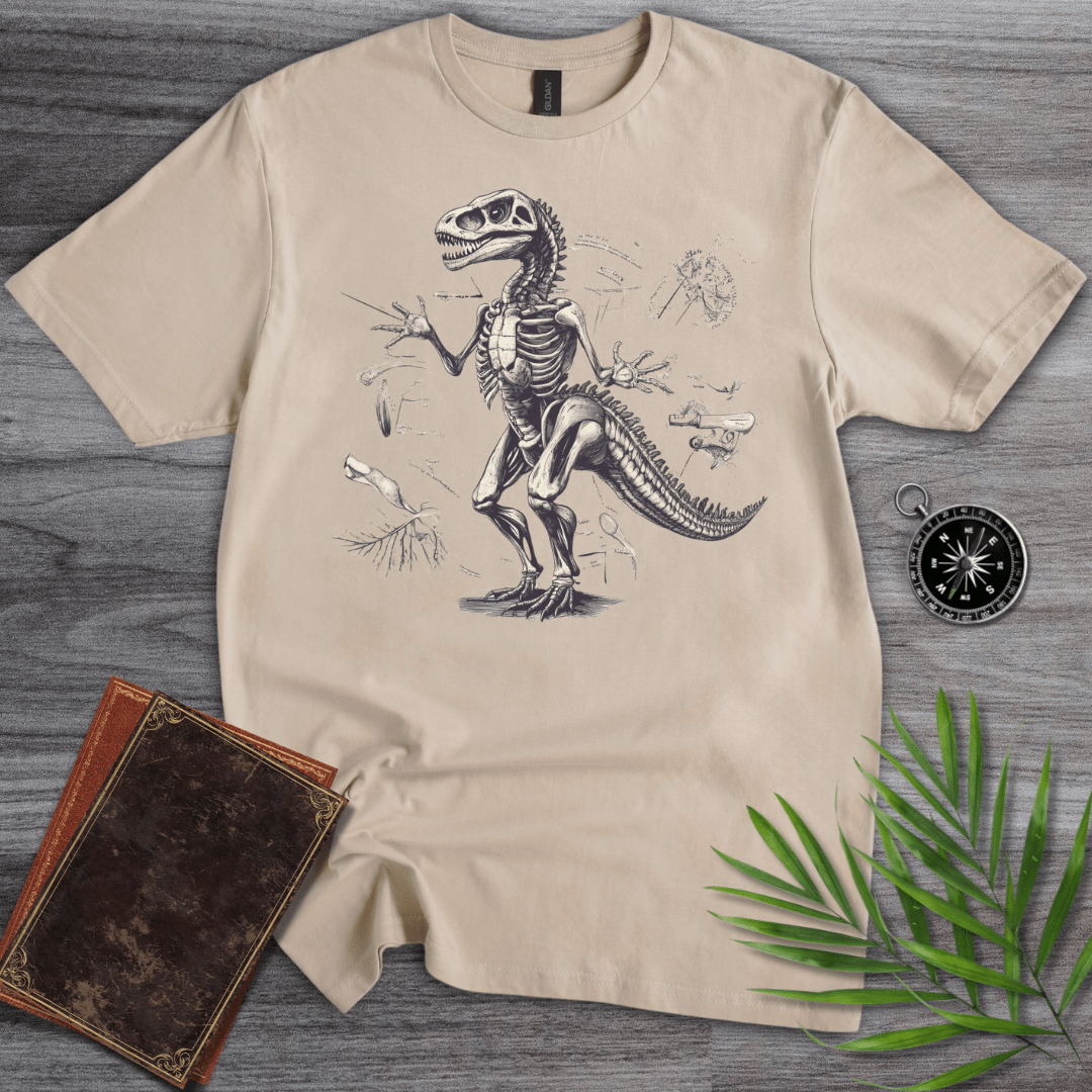 T-Shirt Sand / S Paleontology Dinosaur Skeleton T-Shirt