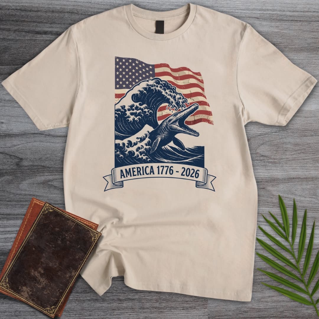 T-Shirt Sand / S Patriotic Mosasaur Americas 250th T-Shirt