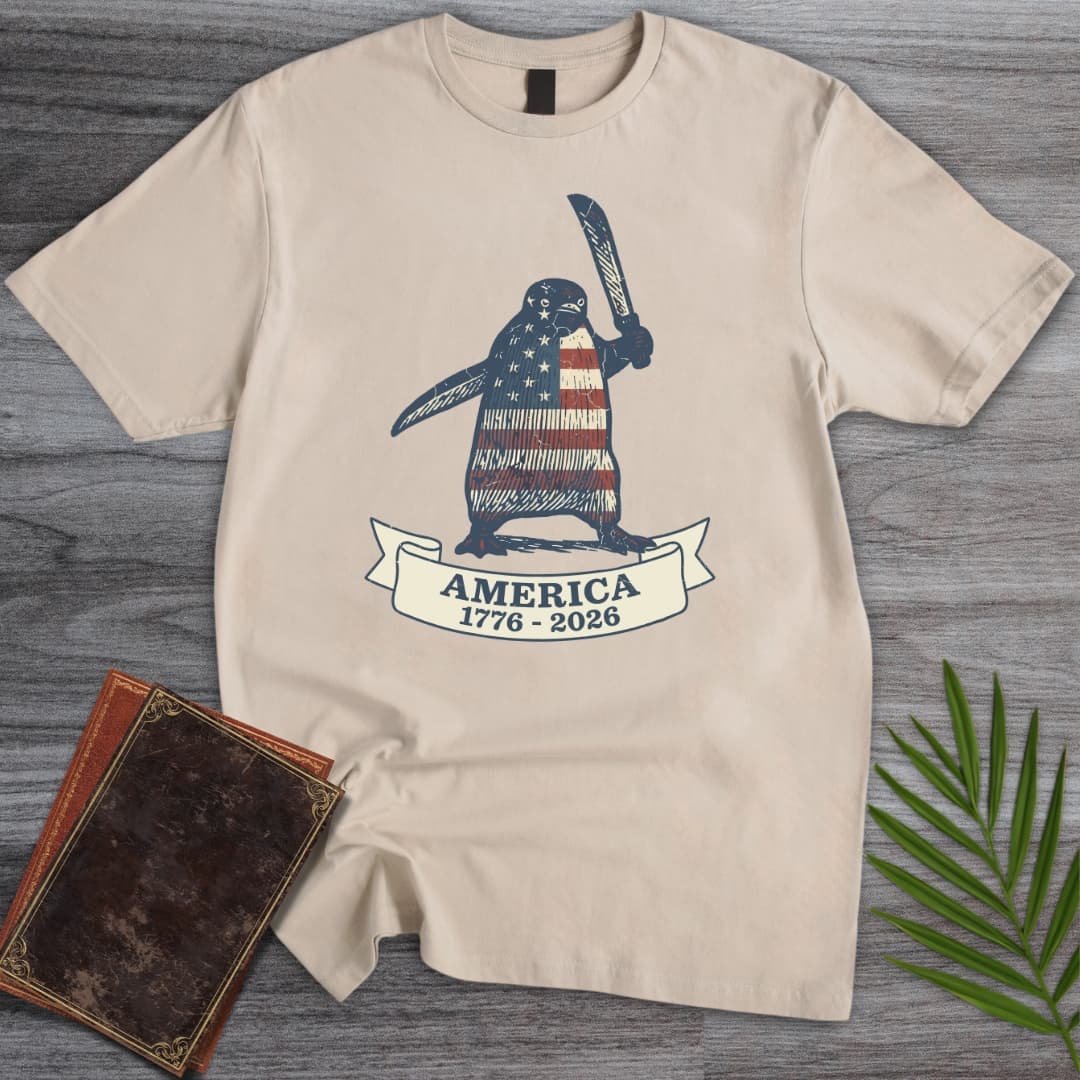 T-Shirt Sand / S Patriotic Penguin Americas 250th T-Shirt