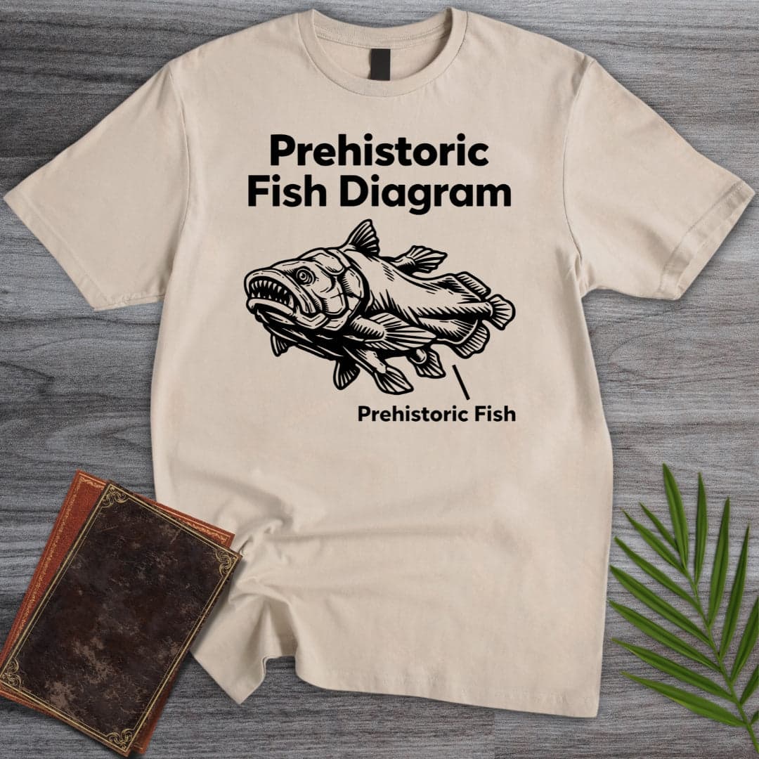 T-Shirt Sand / S Prehistoric Fish Diagram T-Shirt