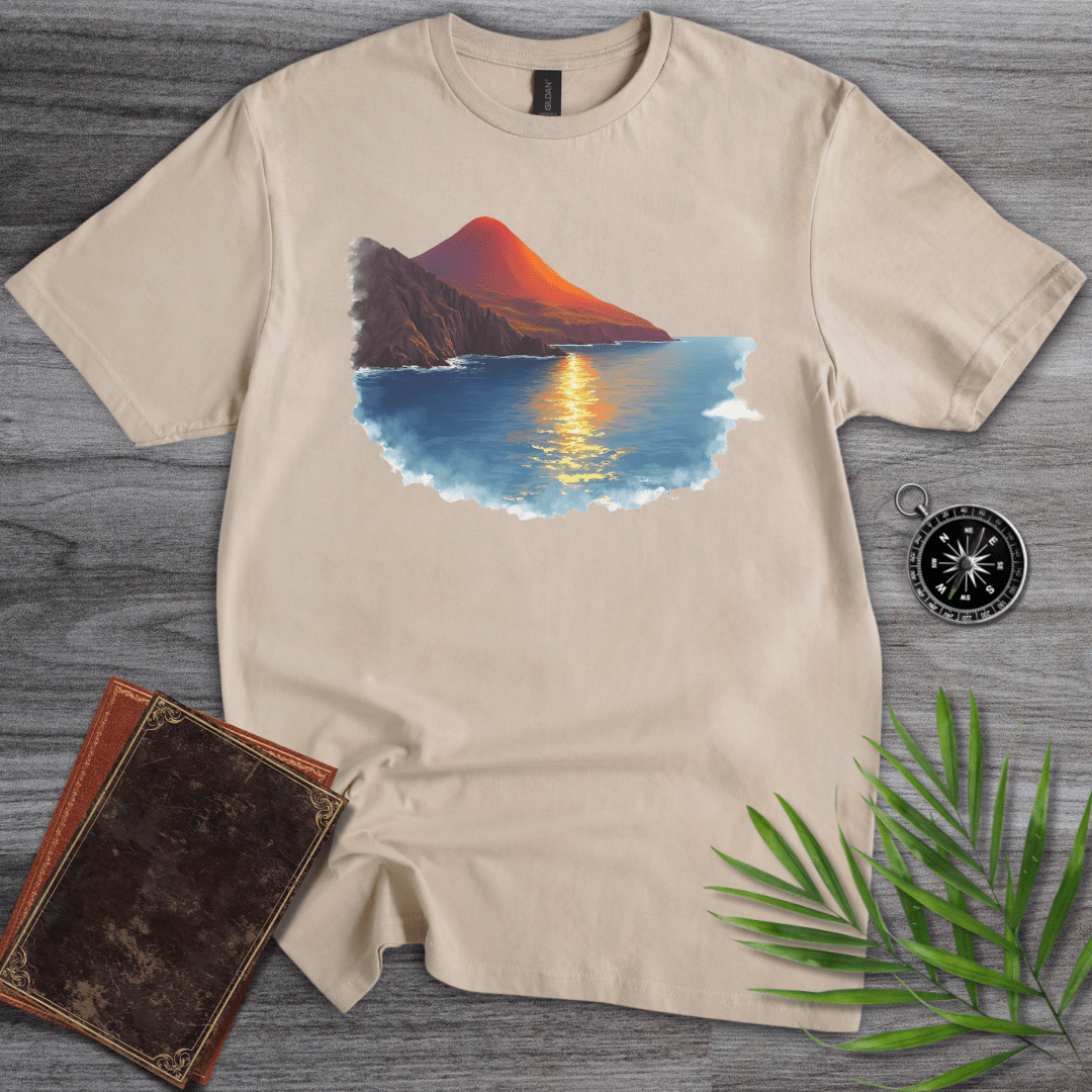 T-Shirt Sand / S Prehistoric Ocean & Volcanic Landscape T-Shirt