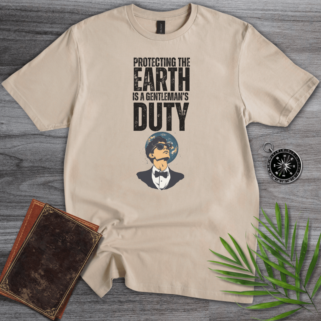 T-Shirt Sand / S Protecting The Earth Is A Gentleman's Duty! Graphic T-Shirt