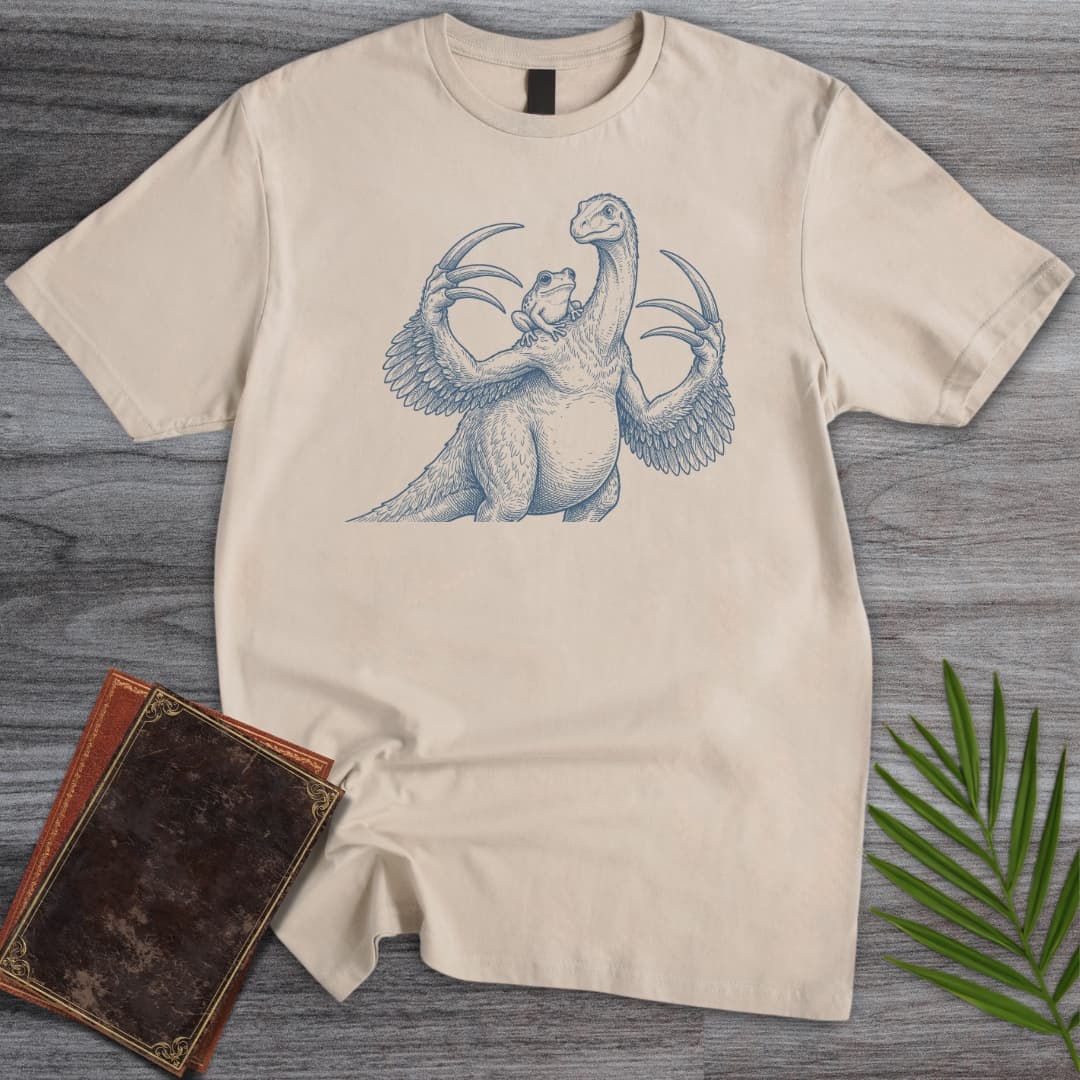 T-Shirt Sand / S Sickle-Claw Frog Therizinosaurus T-Shirt