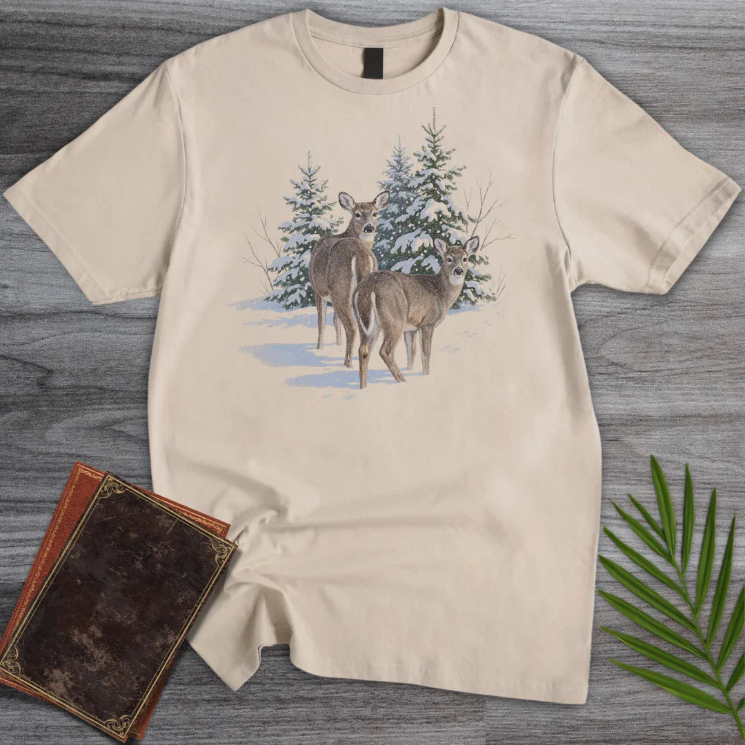 T-Shirt Sand / S Snowfall Whitetail Deer T-Shirt
