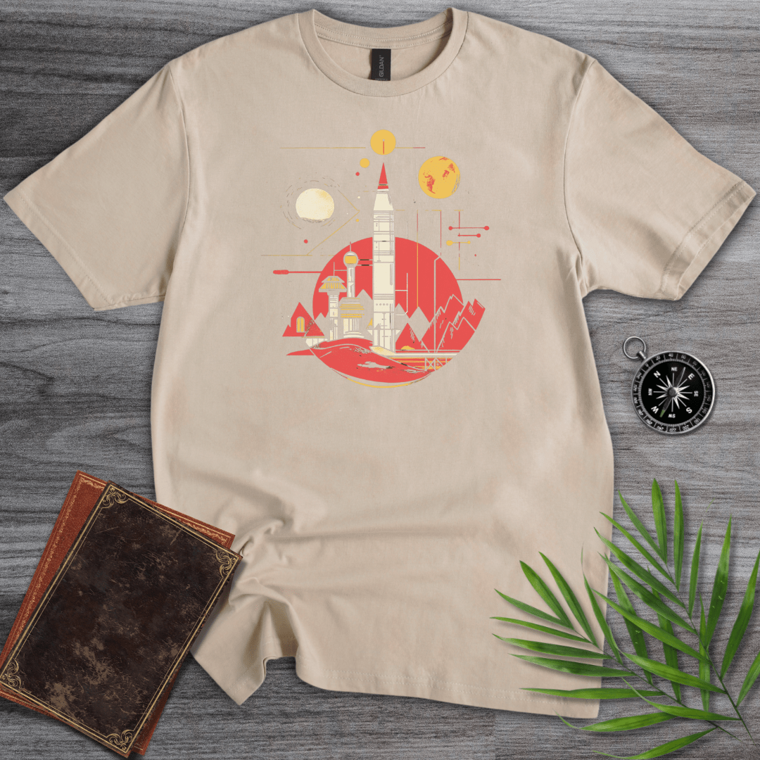 T-Shirt Sand / S Space Rocket Graphic T-Shirt