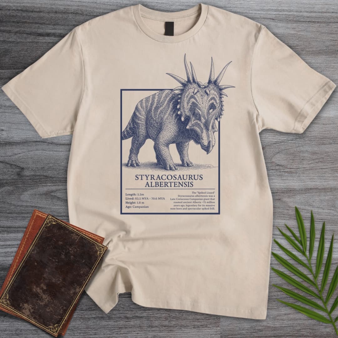 T-Shirt Sand / S Spiked Styracosaurus Lizard T-Shirt