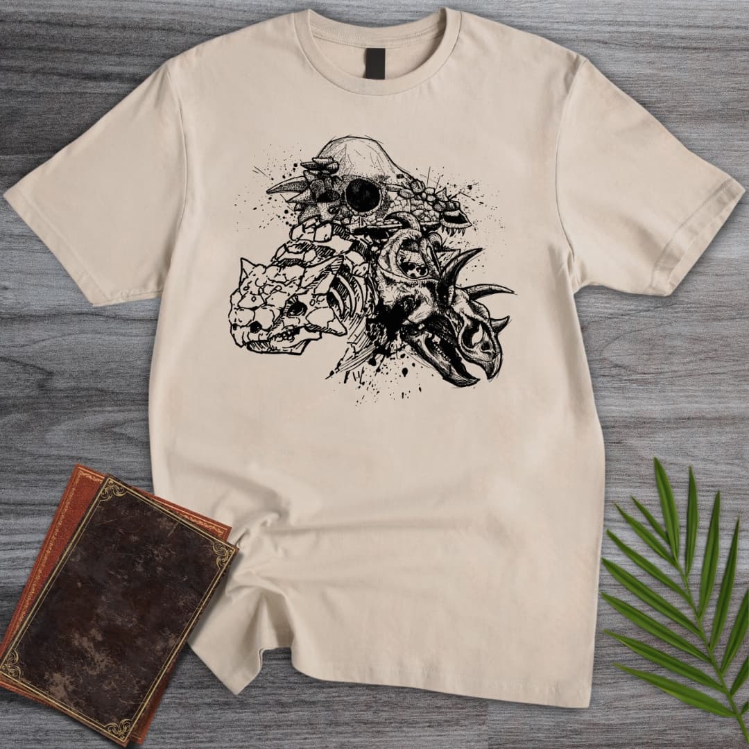 T-Shirt Sand / S Splashed Cretaceous Skulls T-Shirt