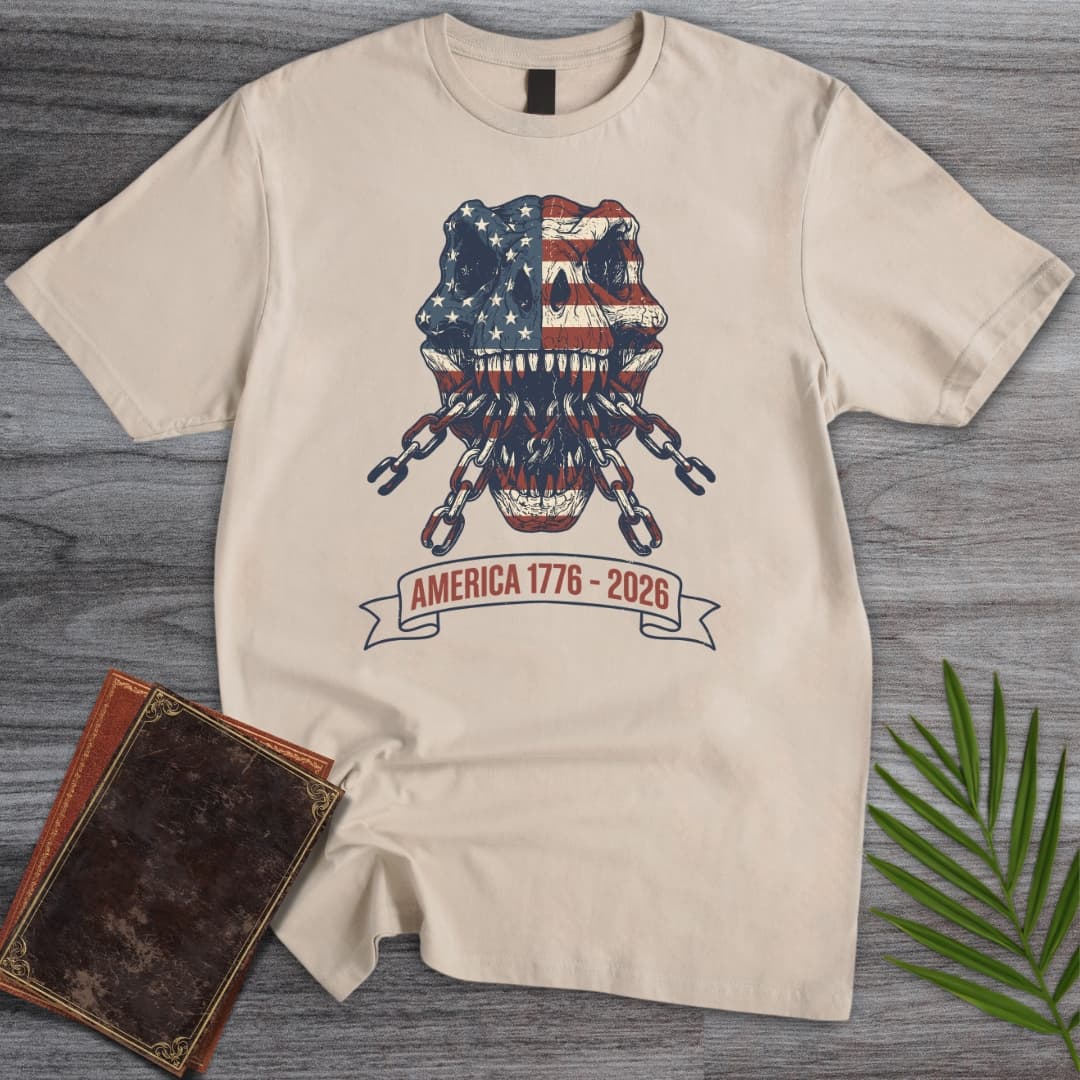 T-Shirt Sand / S T-Rex Skull Chains Americas 250th T-Shirt