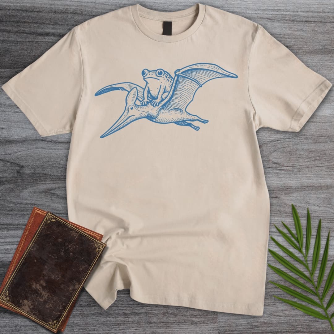 T-Shirt Sand / S Tetydraco: Prehistoric Flying Frog T-Shirt