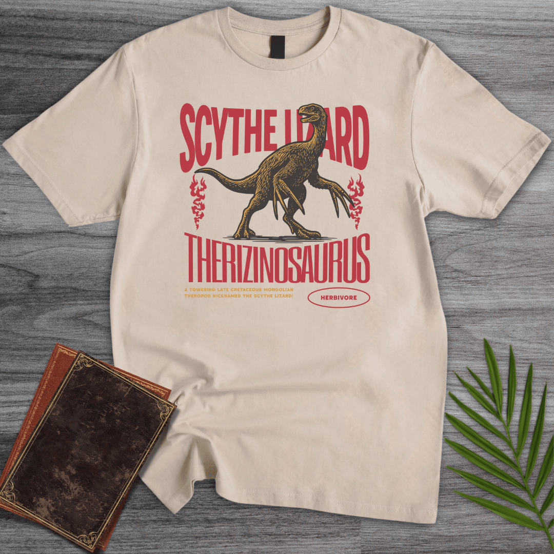 T-Shirt Sand / S Therizinosaurus Scythe Lizard Vintage T-Shirt