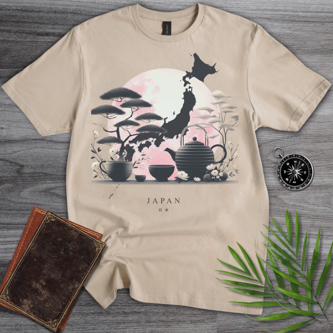 T-Shirt Sand / S Traditional Japan Graphic Map T-Shirt