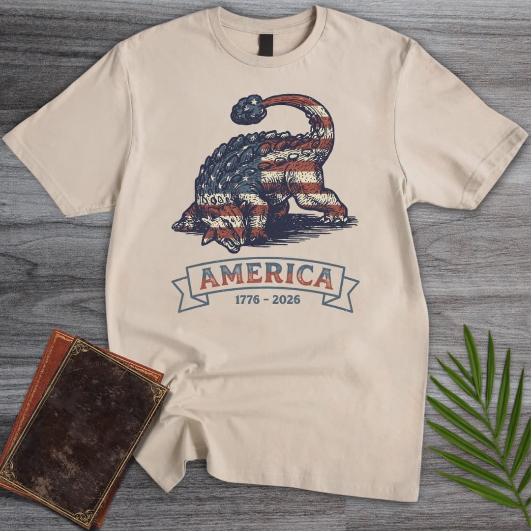 T-Shirt Sand / S Vintage Ankylosaurus Americas 250th T-Shirt