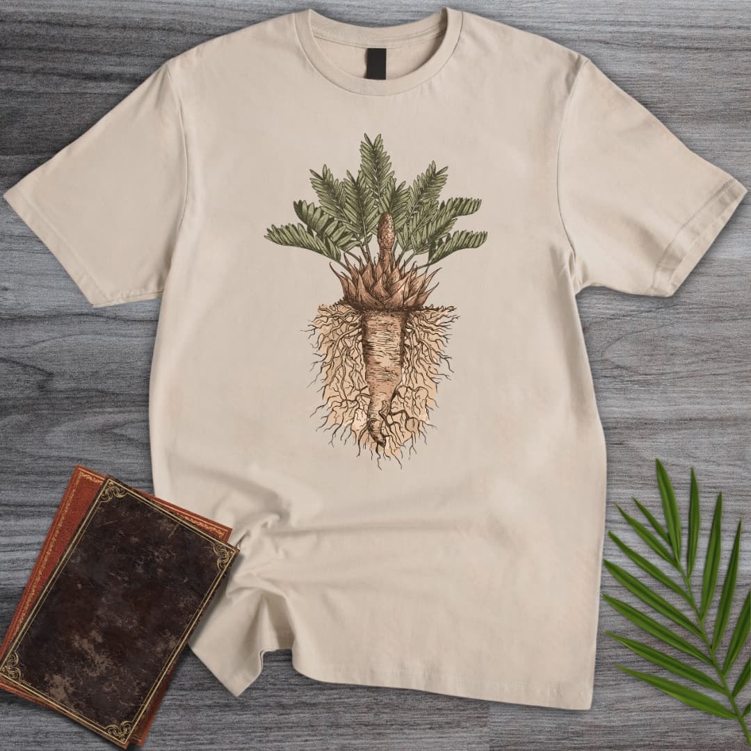T-Shirt Sand / S Vintage Cycad Paleobotany T-Shirt