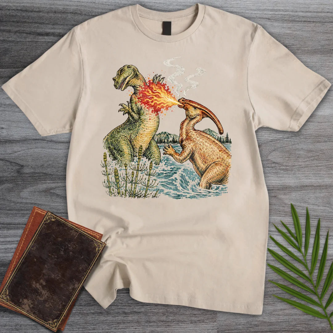 T-Shirt Sand / S Vintage Fire Breathing Dino T-Shirt
