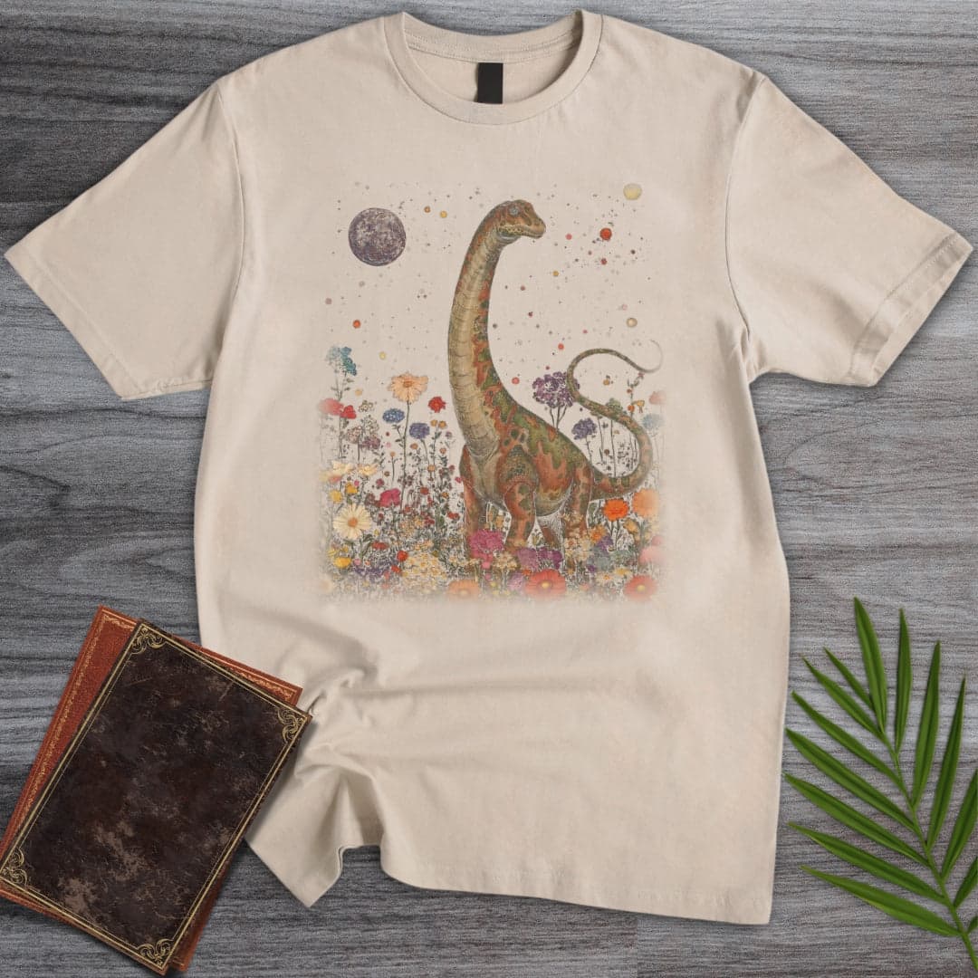T-Shirt Sand / S Vintage Floral Diplodocus T-Shirt
