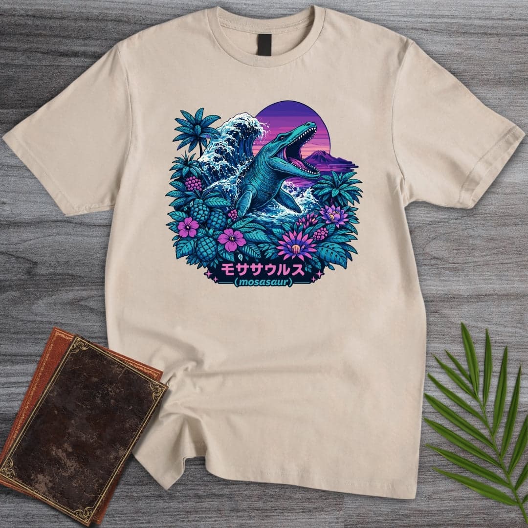 T-Shirt Sand / S Vintage Retro Mosasaur T-Shirt