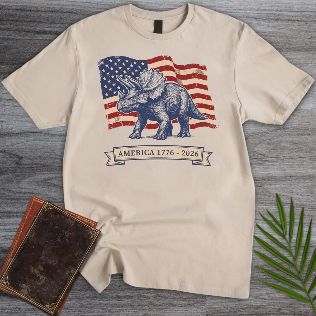 T-Shirt Sand / S Vintage Triceratops Americas 250th T-Shirt