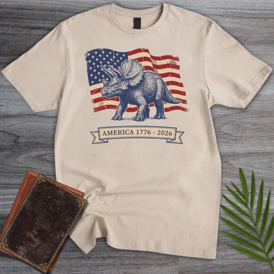 T-Shirt Sand / S Vintage Triceratops Americas 250th T-Shirt