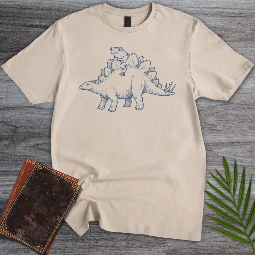 T-Shirt Sand / S Wandering Frog Stegosaurus T-Shirt