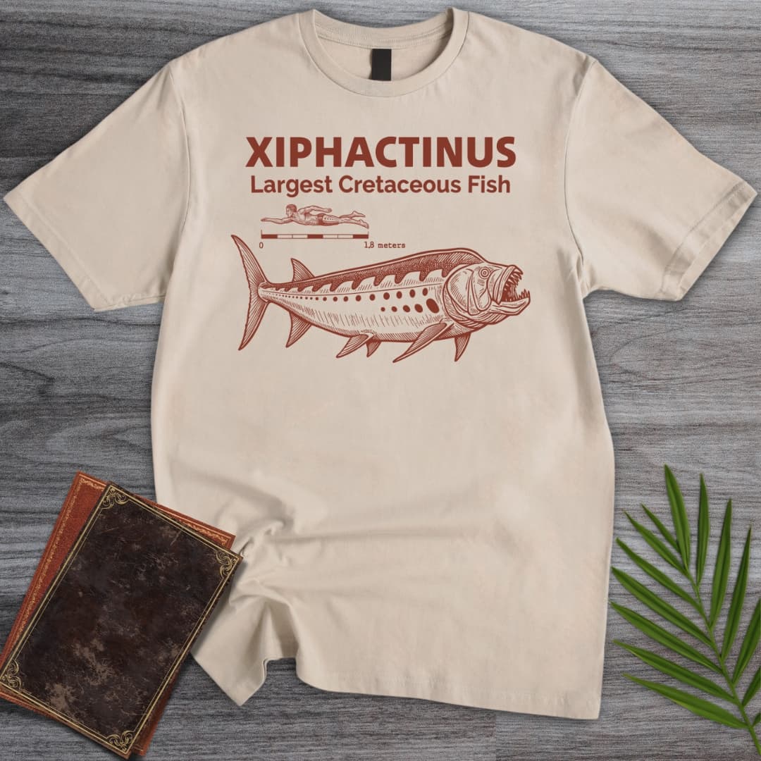 T-Shirt Sand / S Xiphactinus Largest Cretaceous Fish T-Shirt