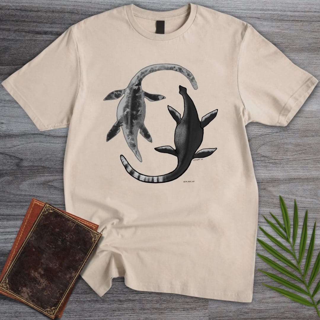 T-Shirt Sand / S Yin-Yang Plesiosaurs T-Shirt (ldn_rdnt_art)