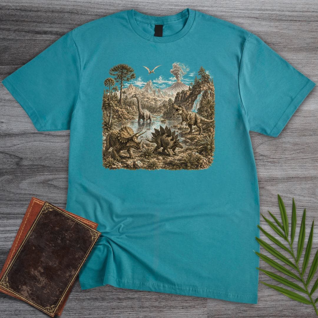 T-Shirt Tropical Blue / S 80's Dinosaur Textbook T-Shirt