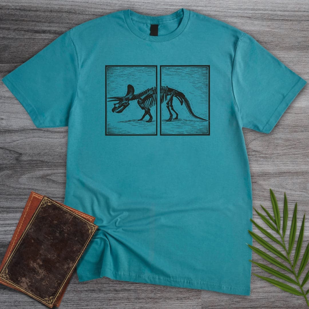T-Shirt Tropical Blue / S Across Triceratops Panels T-Shirt