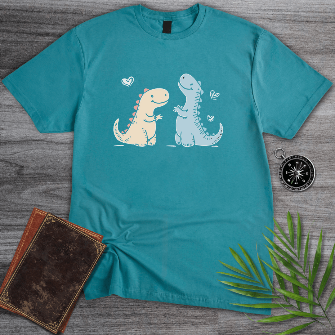 T-Shirt Tropical Blue / S Adorable Dinosaur Love Duo T-Shirt