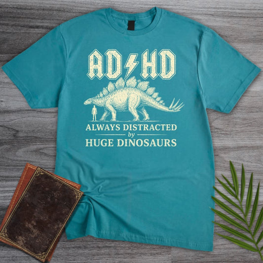 T-Shirt Tropical Blue / S Always Distracted by Stegosaurus (ADHD) T-Shirt