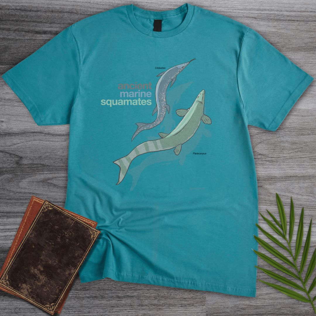 T-Shirt Tropical Blue / S Ancient Marine Squamates T-Shirt (palaeoden_art)