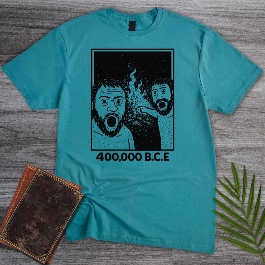 T-Shirt Tropical Blue / S Cavemen Discover Fire T-Shirt