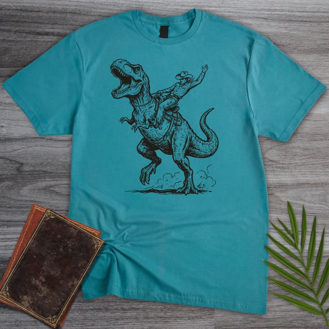 T-Shirt Tropical Blue / S Cretaceous Rodeo (T-Rex) T-Shirt