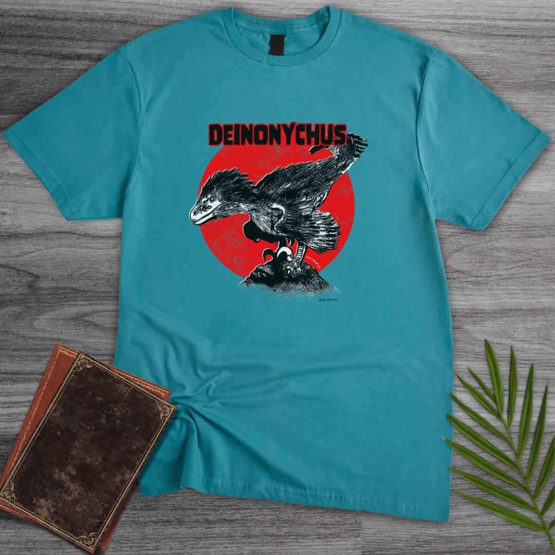T-Shirt Tropical Blue / S Deinonychus Swift Raptor T-Shirt (palaeoden_art)