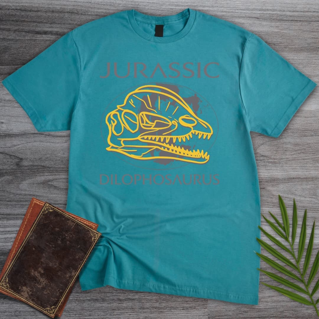 T-Shirt Tropical Blue / S Dilophosaurus Jurassic Map T-Shirt