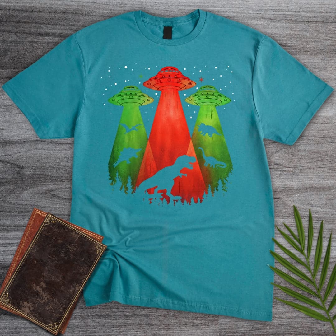 T-Shirt Tropical Blue / S Dinosaur UFO Conspiracy T-Shirt