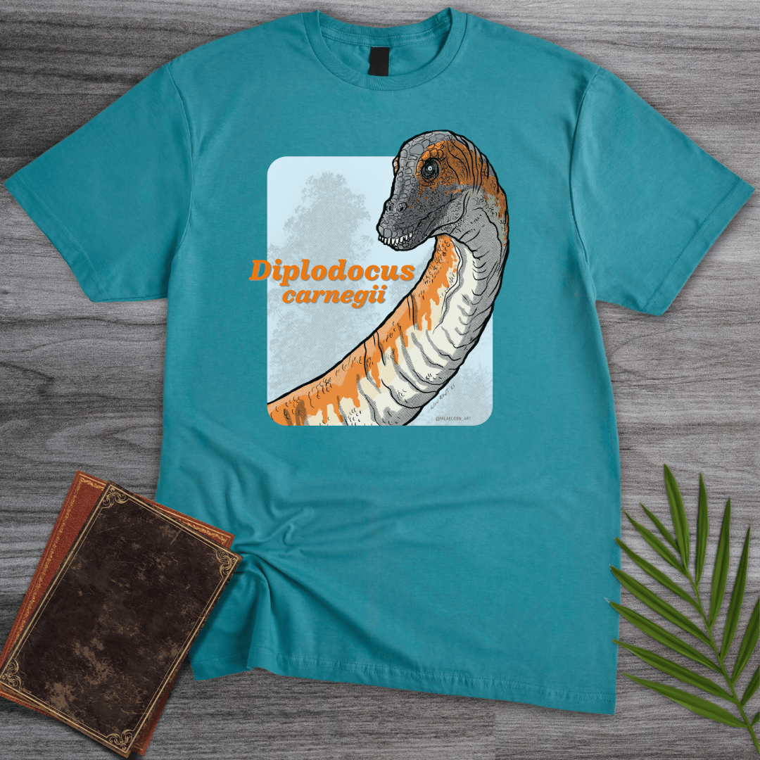 T-Shirt Tropical Blue / S Diplodocus carnegii T-Shirt (palaeoden_art)