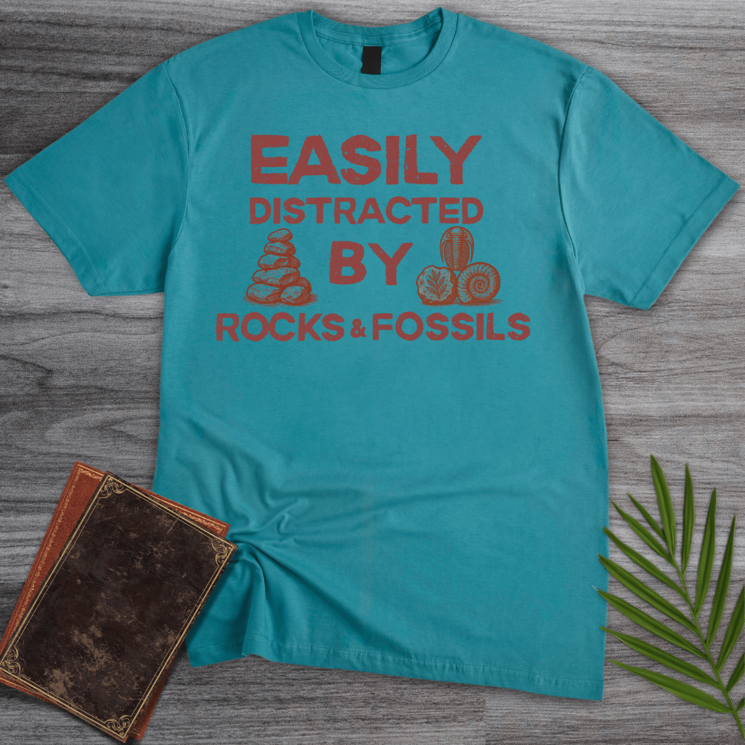 T-Shirt Tropical Blue / S Distracted by Rocks & Fossils T-Shirt