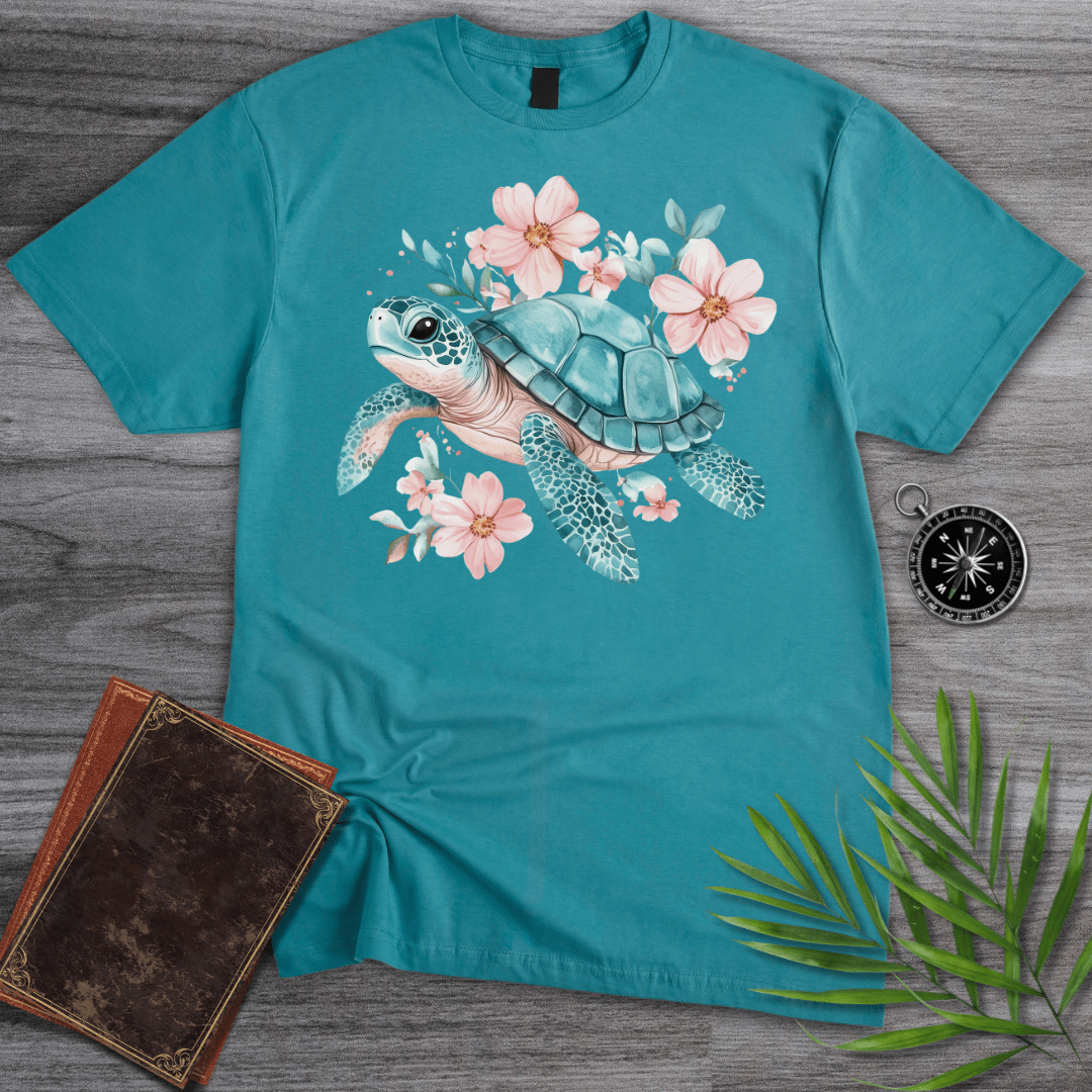 T-Shirt Tropical Blue / S Floral Reef Sea Turtle T-Shirt