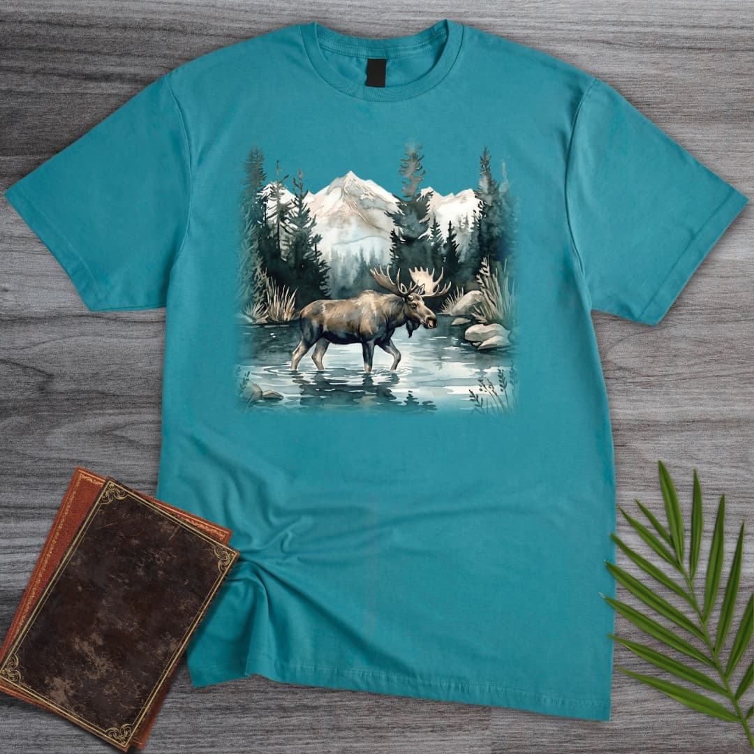 T-Shirt Tropical Blue / S Glacial Lake Moose T-Shirt