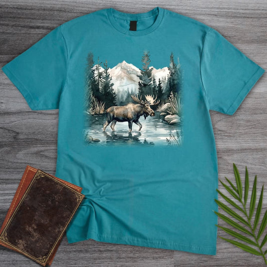 T-Shirt Tropical Blue / S Glacial Lake Moose T-Shirt