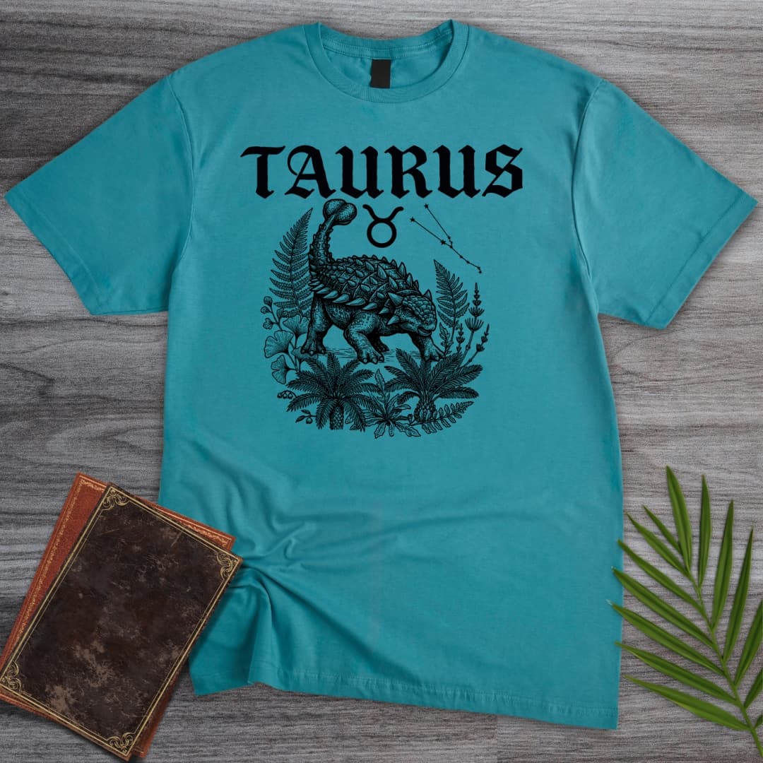 T-Shirt Tropical Blue / S Horoscope Taurus Ankylosaurus T-Shirt